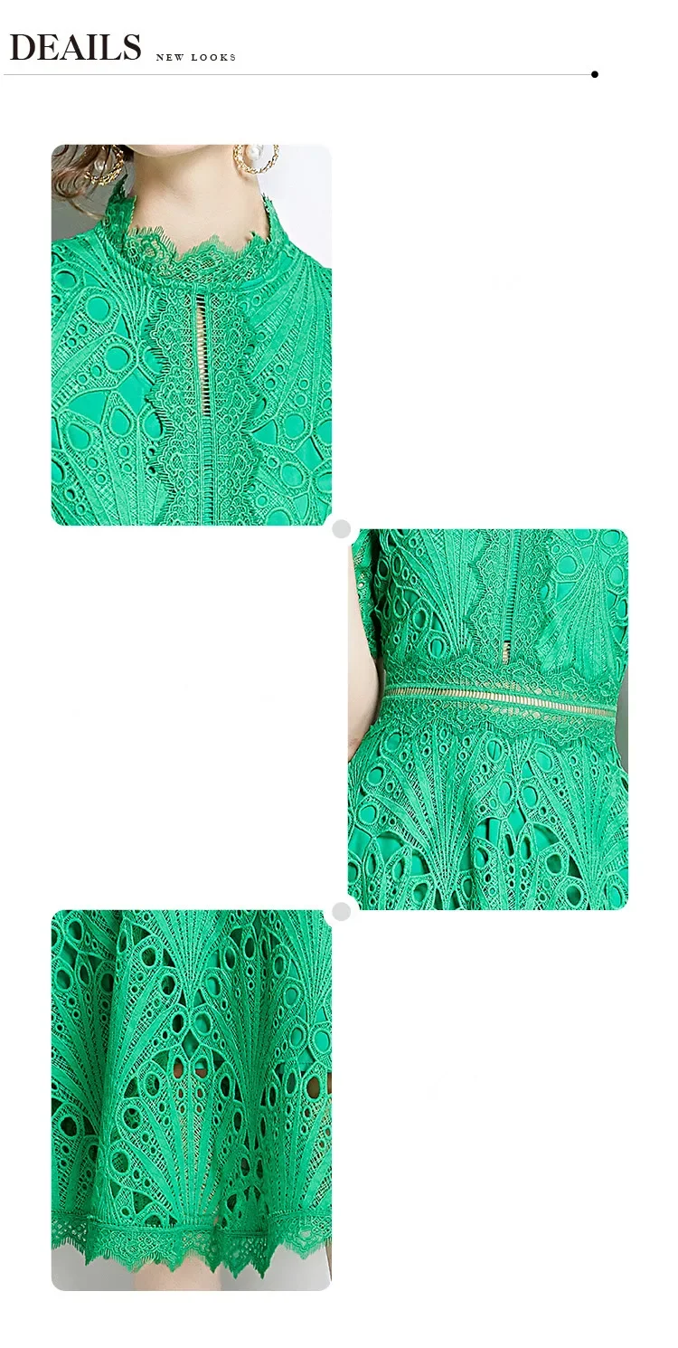 élégance naturelle robe dentelle verte