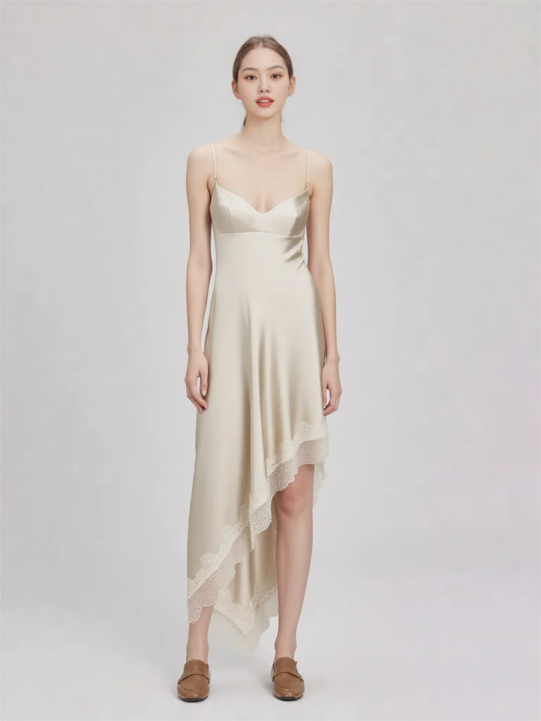 silhouette en satin et dentelle