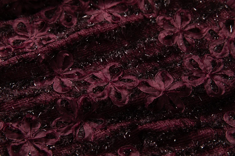 Robe en dentelle bordeaux manches longues à volants – Image 17