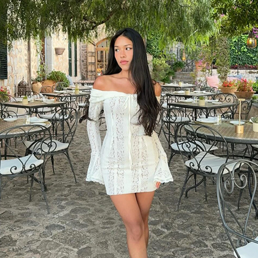 Robe en dentelle blanche longue – Image 8