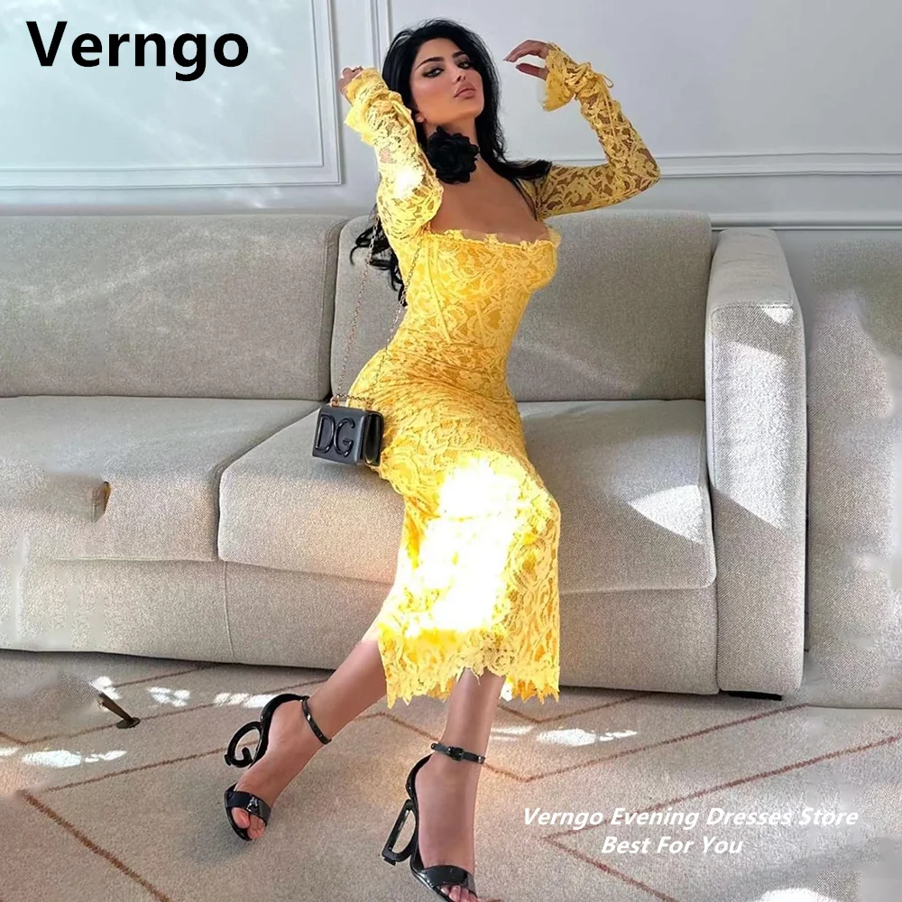 robe en dentelle jaune longue sirène