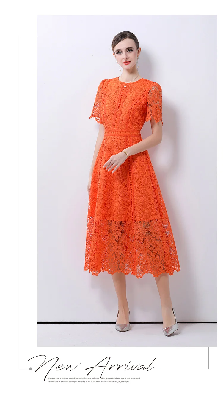 robe mi-mollet dentelle verte