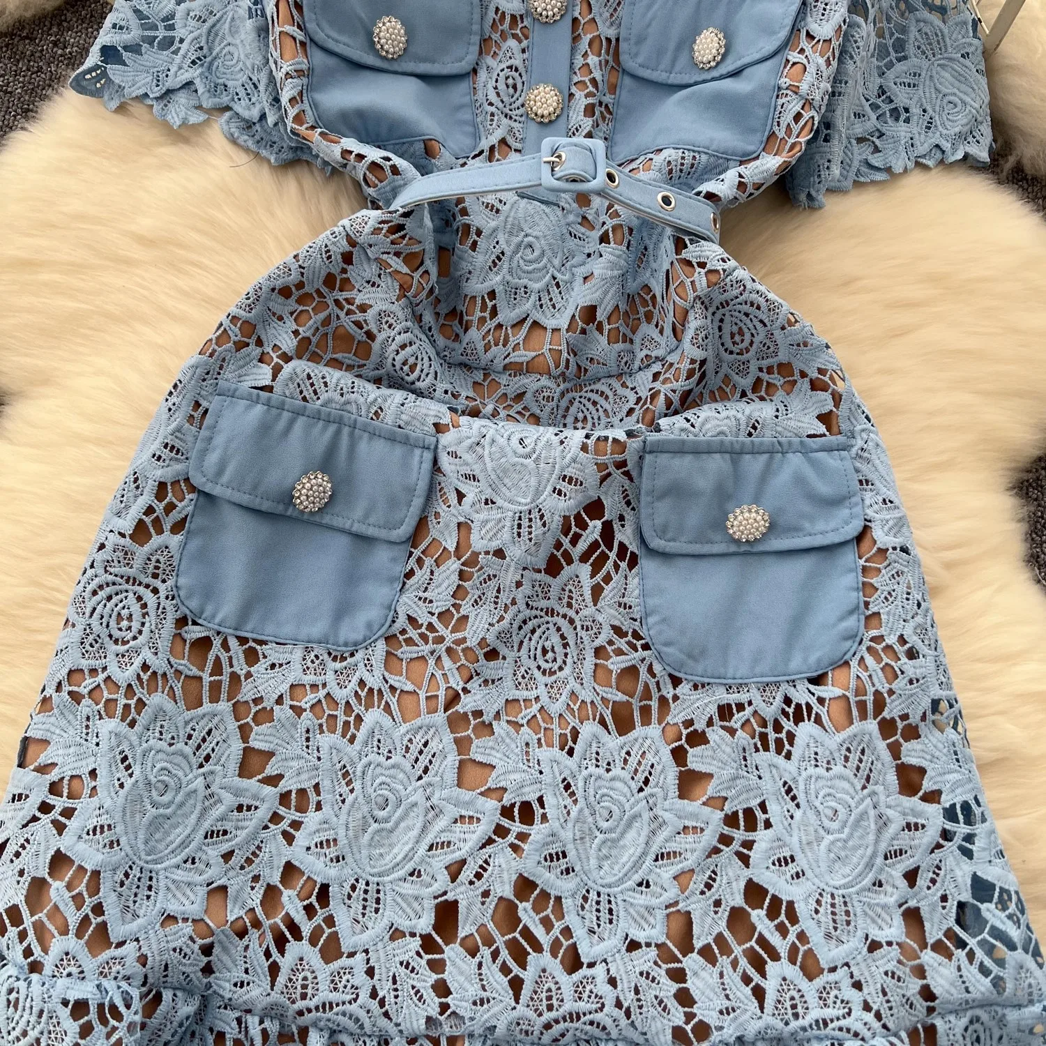 Robe en dentelle bleu – Image 14