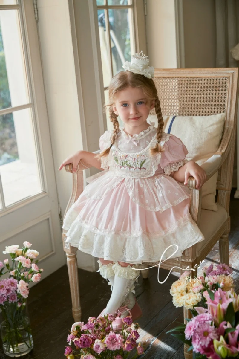 robe coton avec fleurs duveteuses