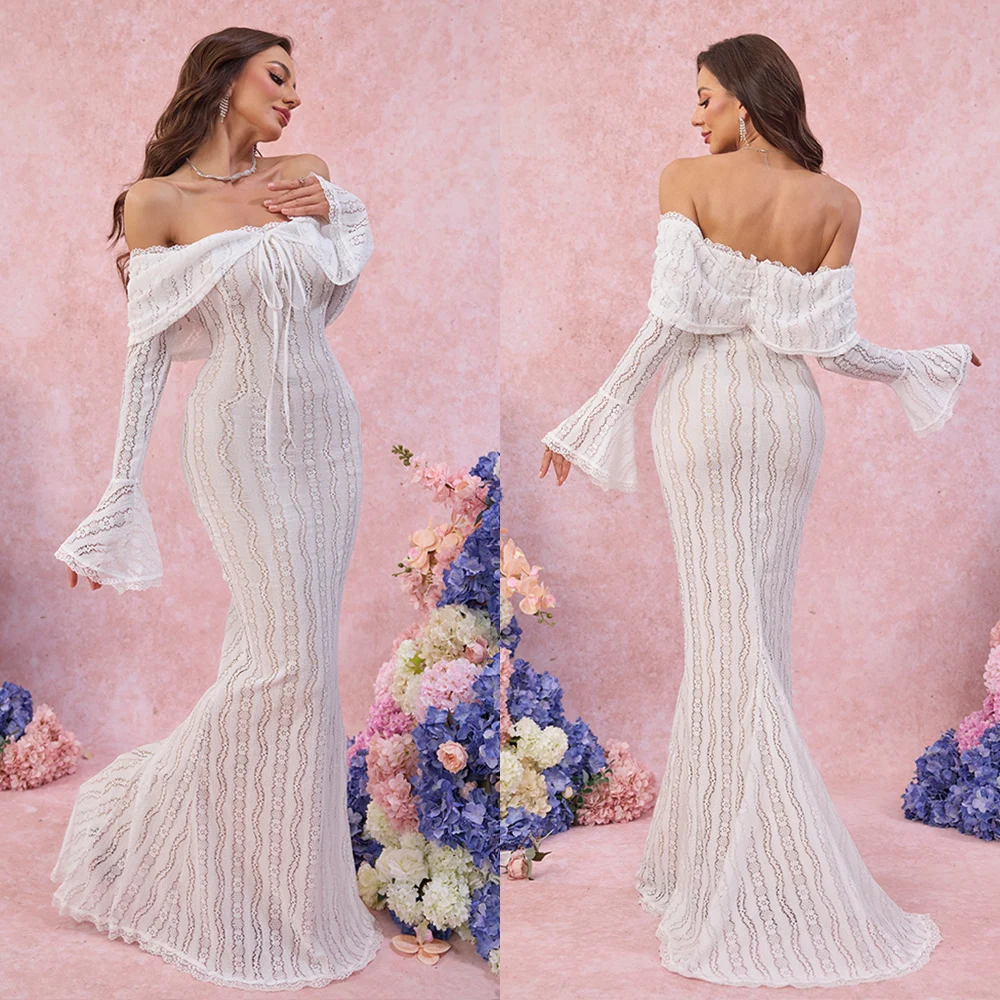 Robe en dentelle blanche longue – Image 9