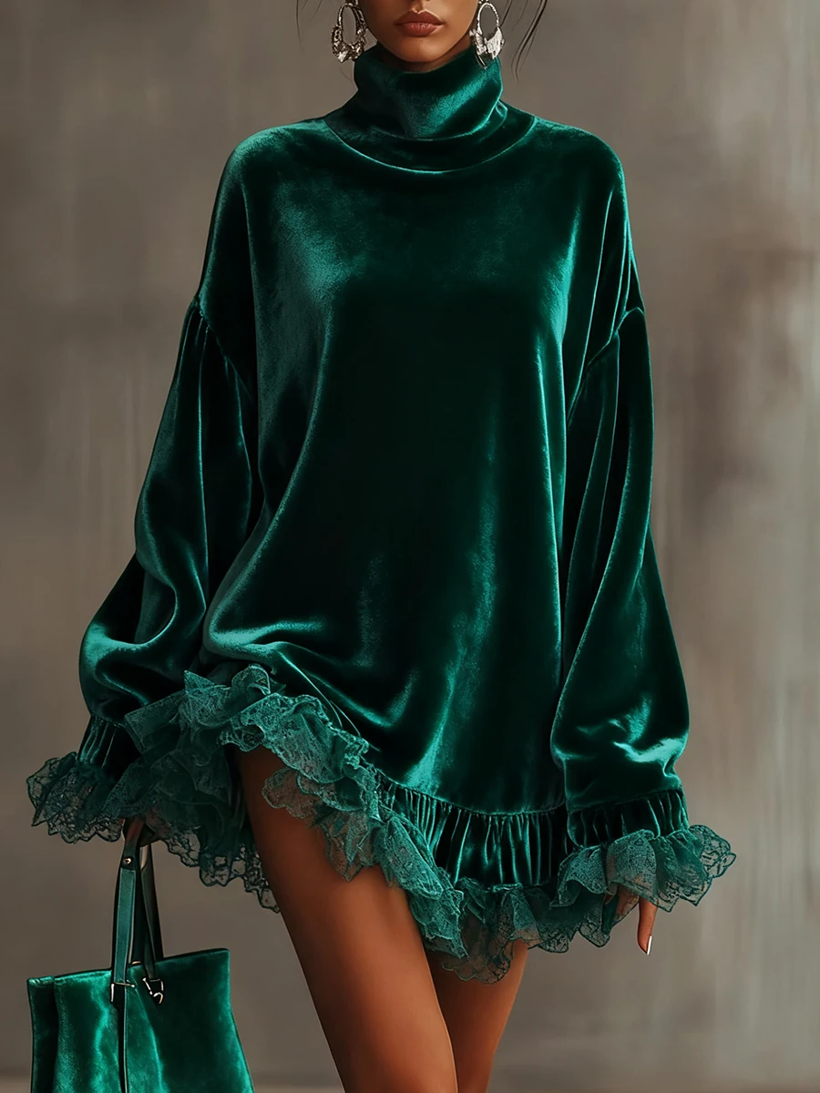 robe en velours et dentelle élégante