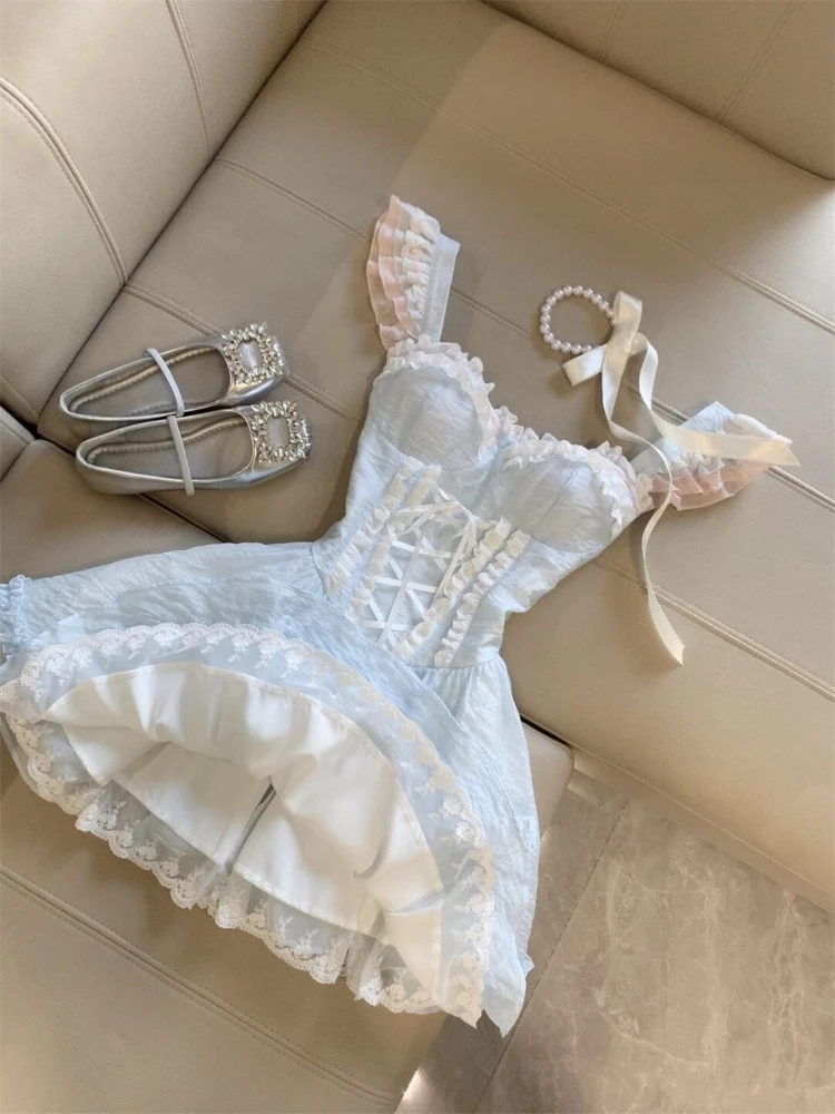 Robe à bretelles en bleu