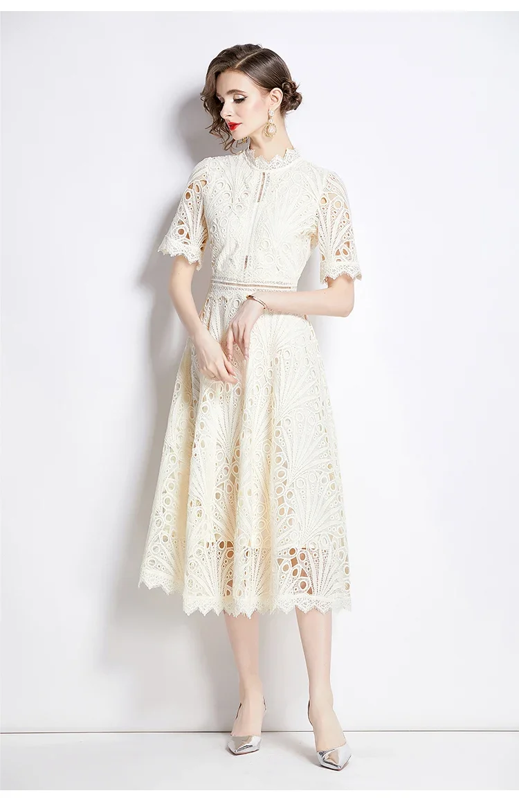 robe verte confortable dentelle