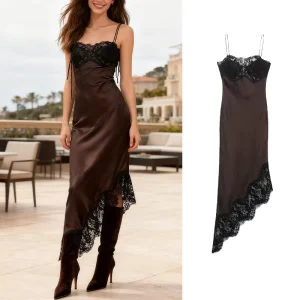 robe en satin et en dentelle