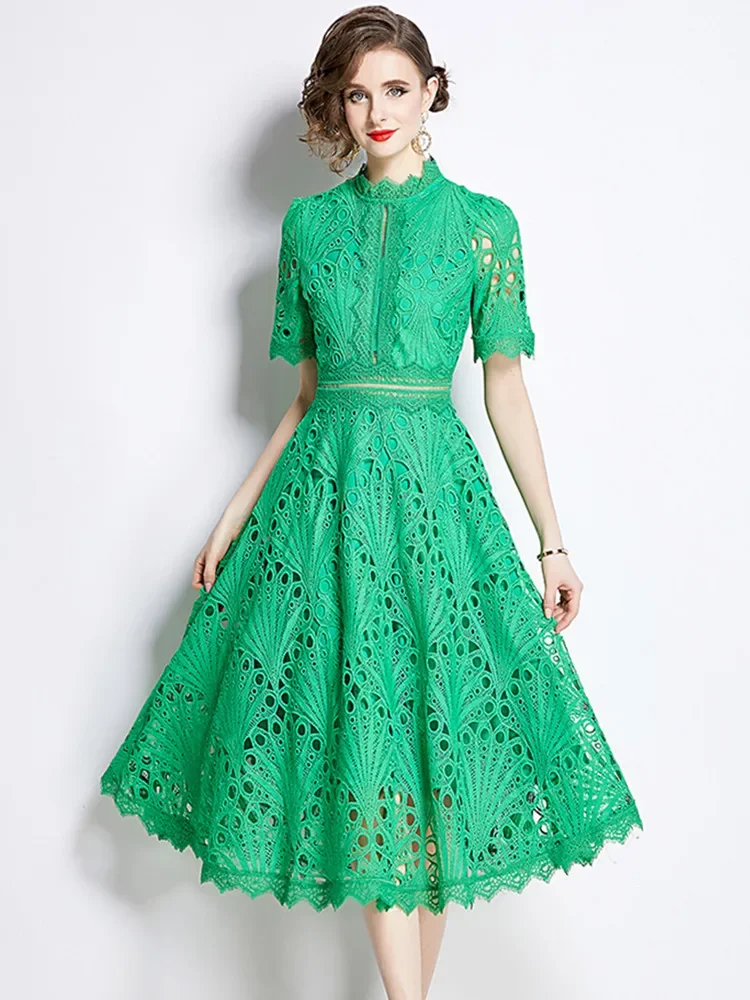 robe soirée dentelle verte