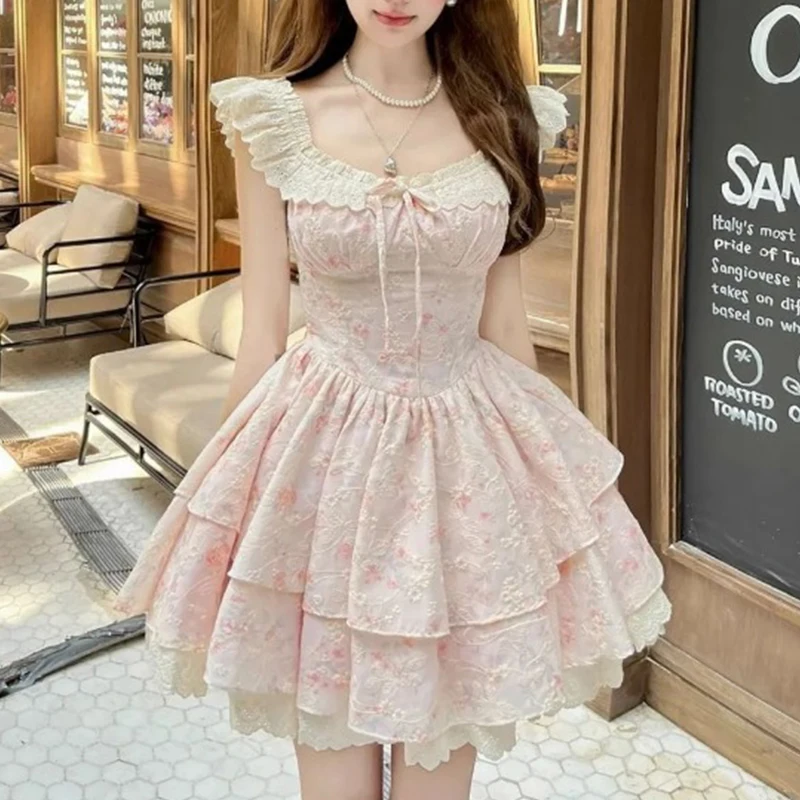 robe dentelle rose