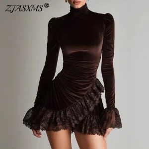 robe velours et dentelle