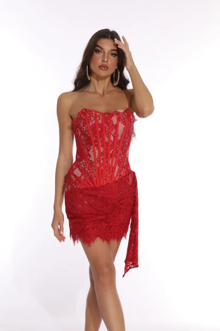 Robe bustier moulante en dentelle – Image 60