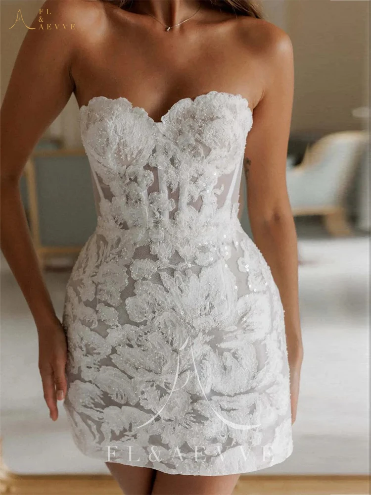 Robe de mariée courte en dentelle – Image 3