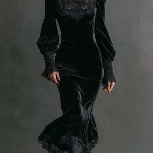 robe en dentelle et en velours gothique