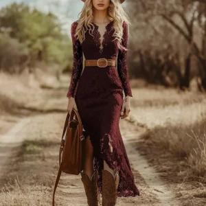 robe dentelle bordeaux