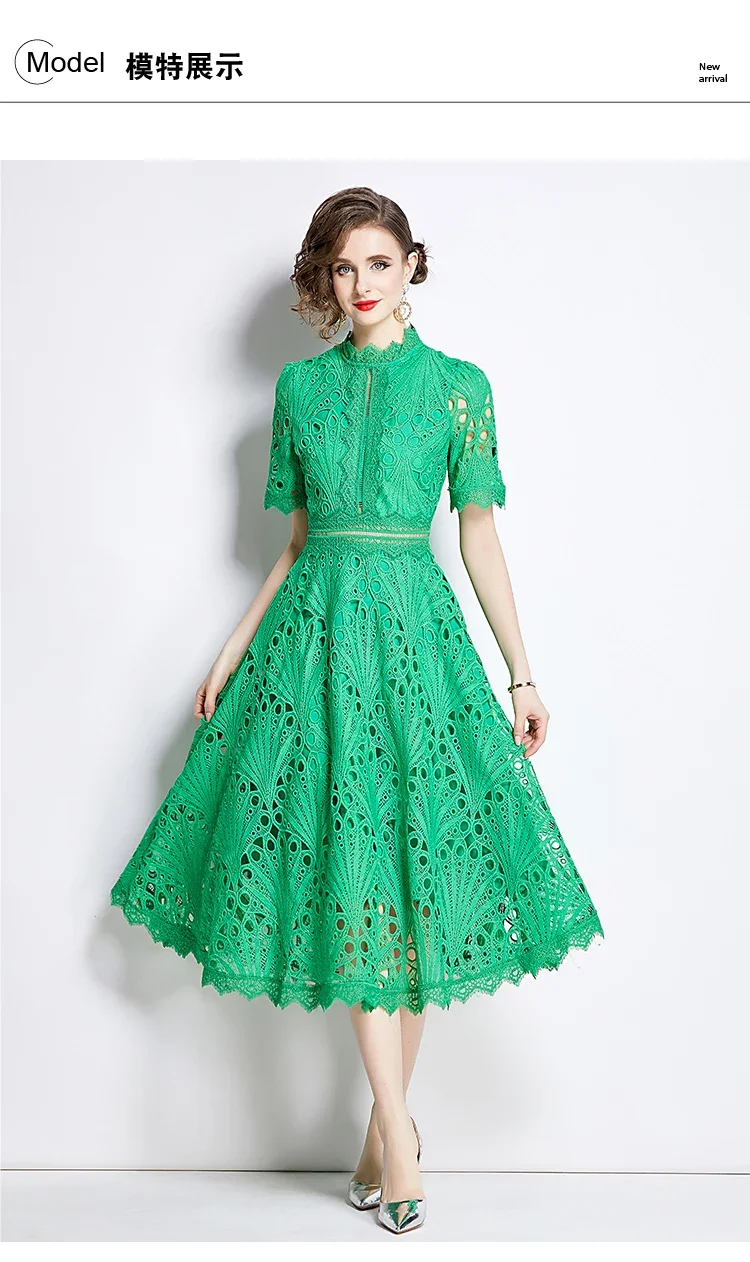 robe dentelle verte féminine