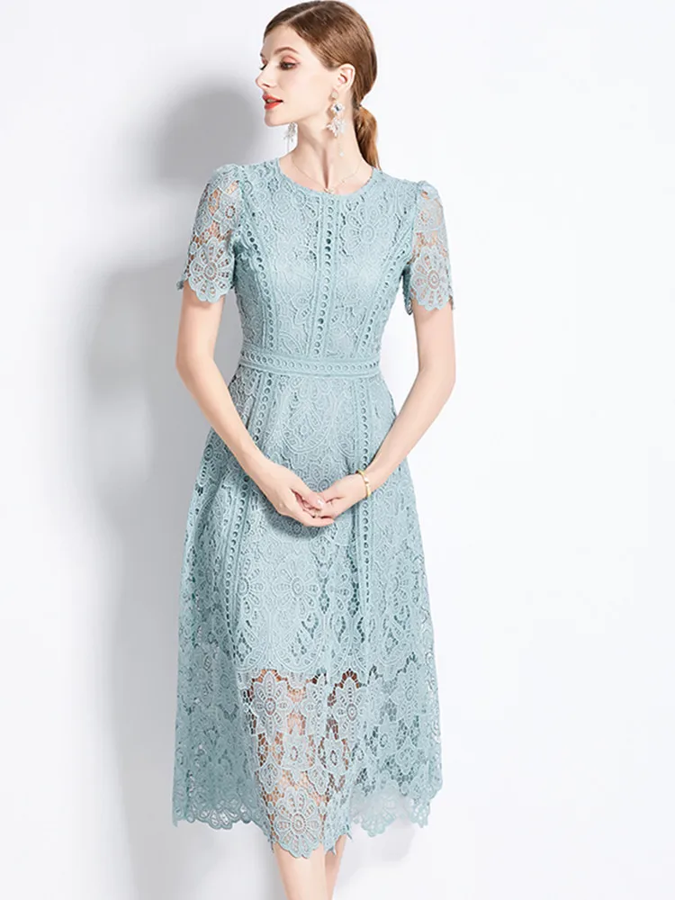 robe verte en dentelle