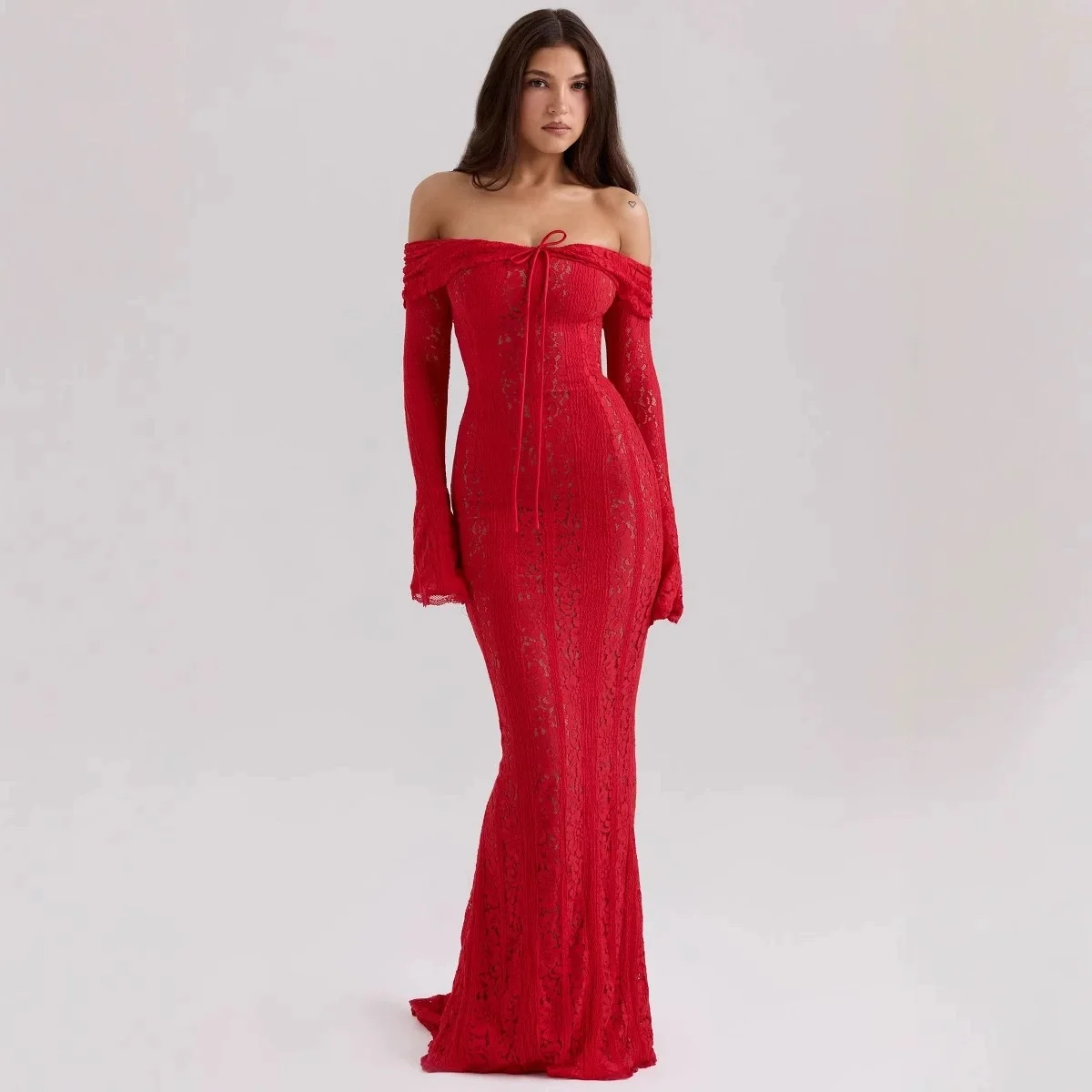 Robe en dentelle blanche longue – Image 8