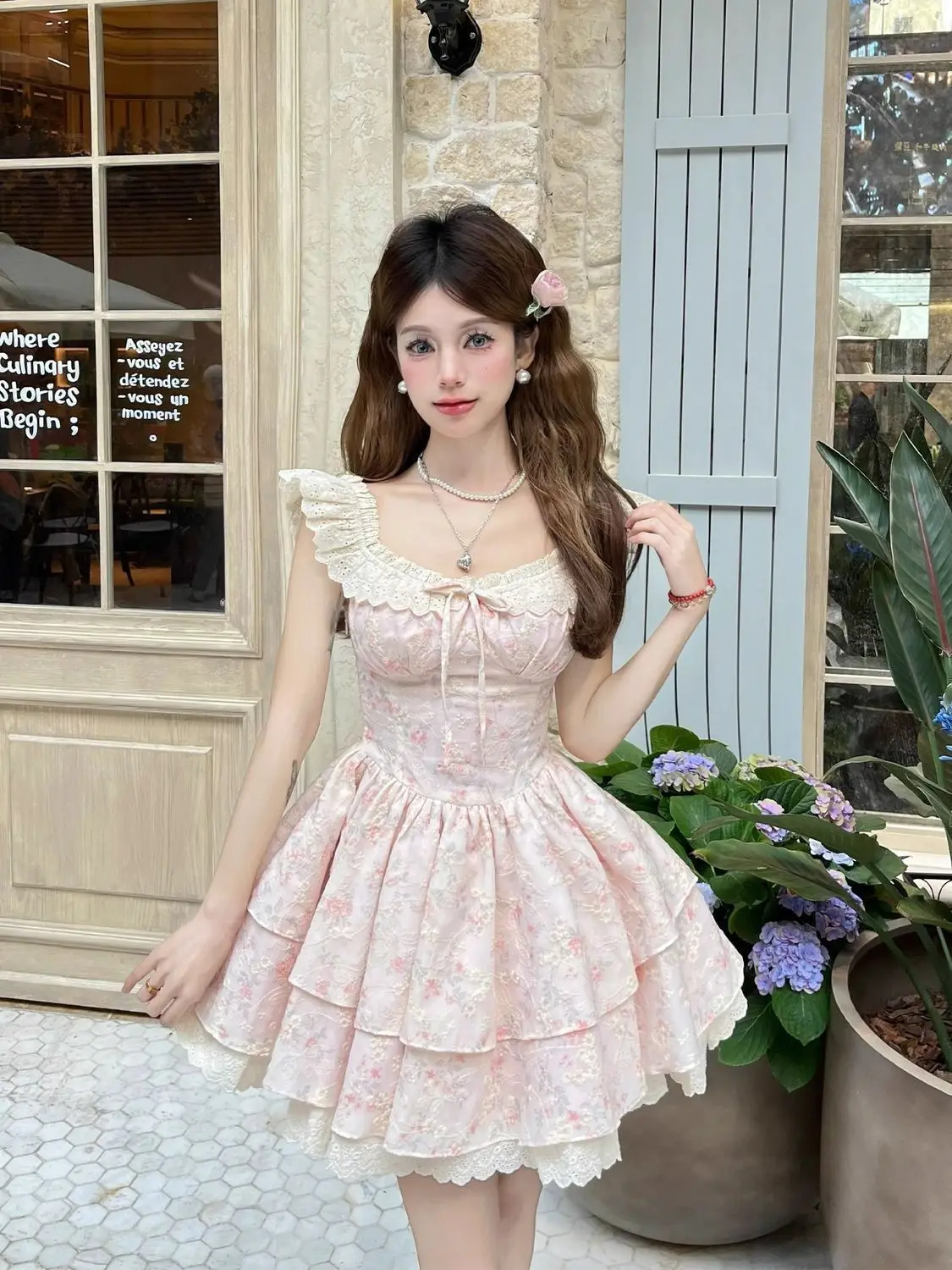 robe rose à volants