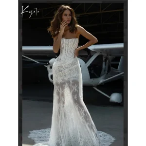 Robe de mariée bustier en dentelle