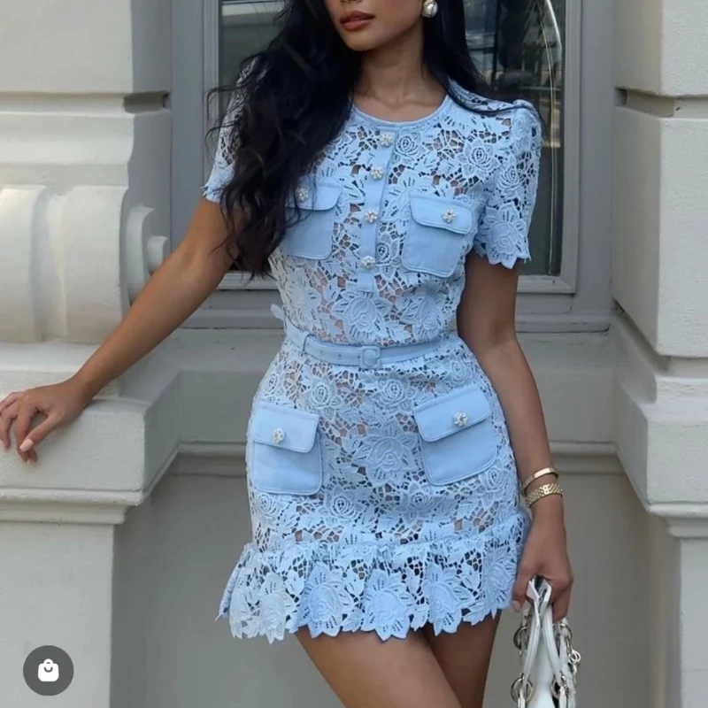 Robe en dentelle bleu – Image 8