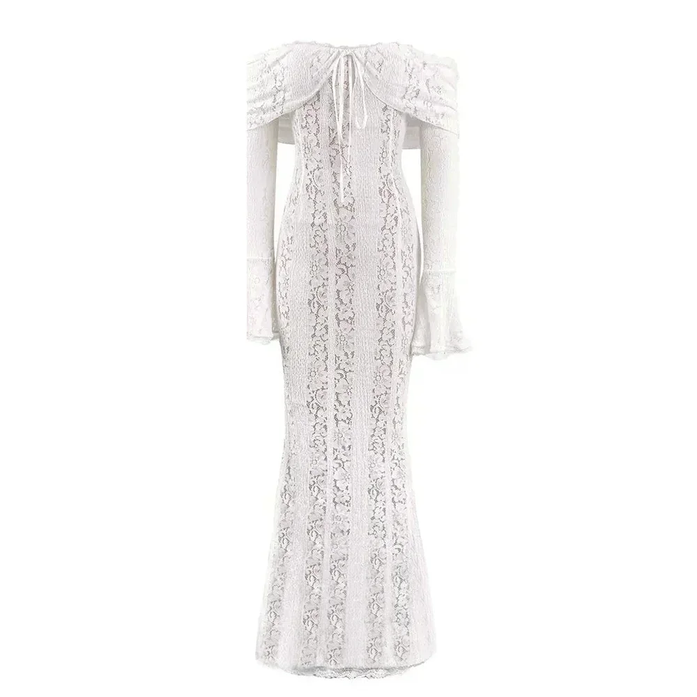 Robe en dentelle blanche longue – Image 5