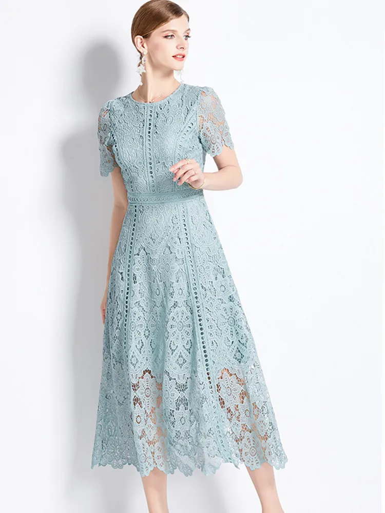 élégante robe dentelle verte