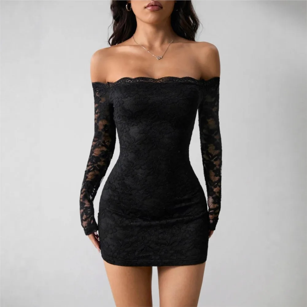 Robe en dentelle noire courte – Image 6