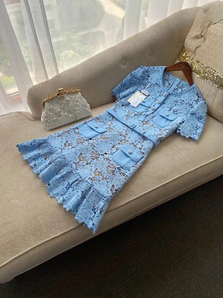 Robe en dentelle bleu – Image 15