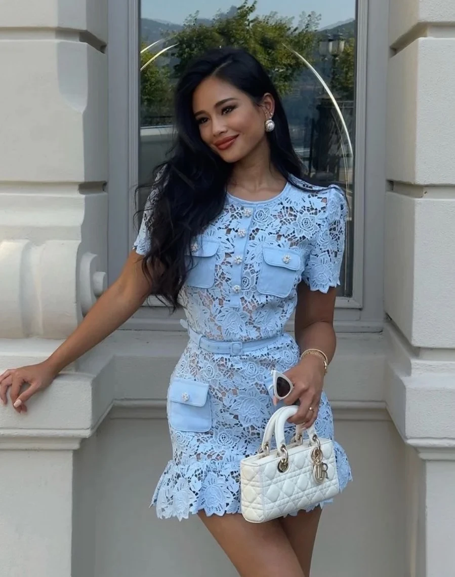 Robe en dentelle bleu – Image 10