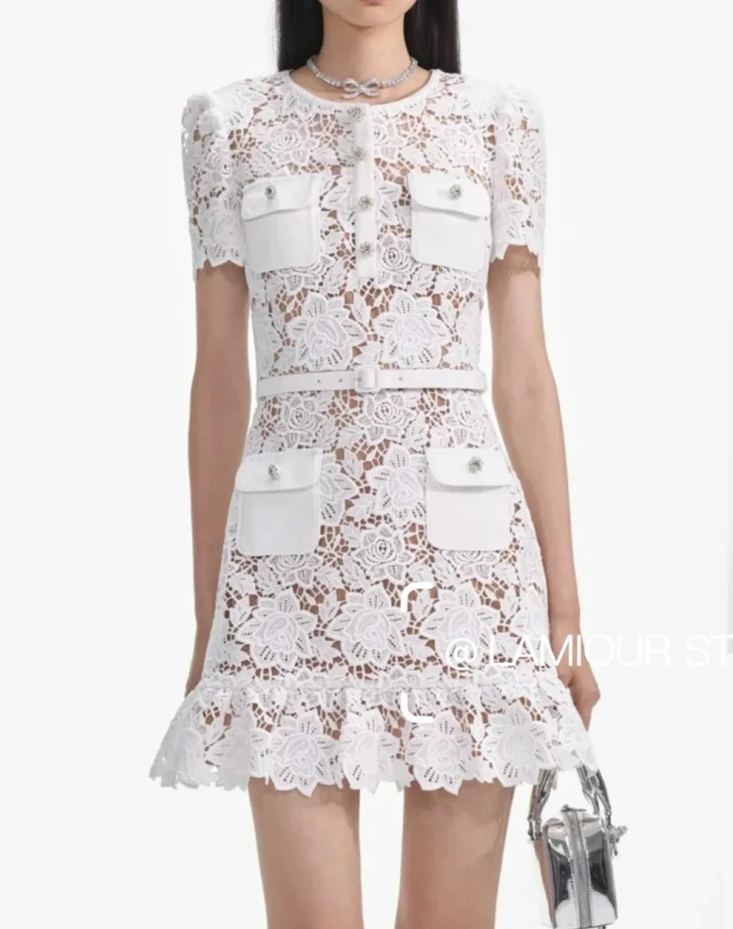 Robe en dentelle bleu